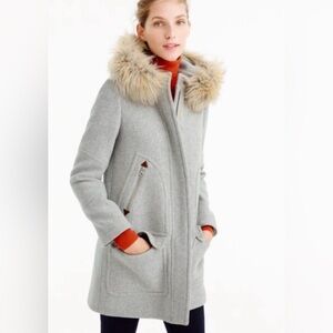 J.CREW CHATEAU PARKA WOOL STADIUM JACKET, SIZE 4